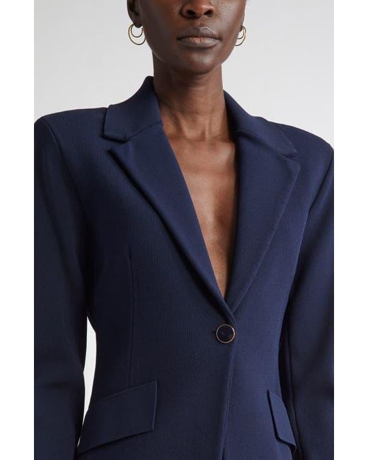 St. John Blue Harper One-Button Knit Jacket