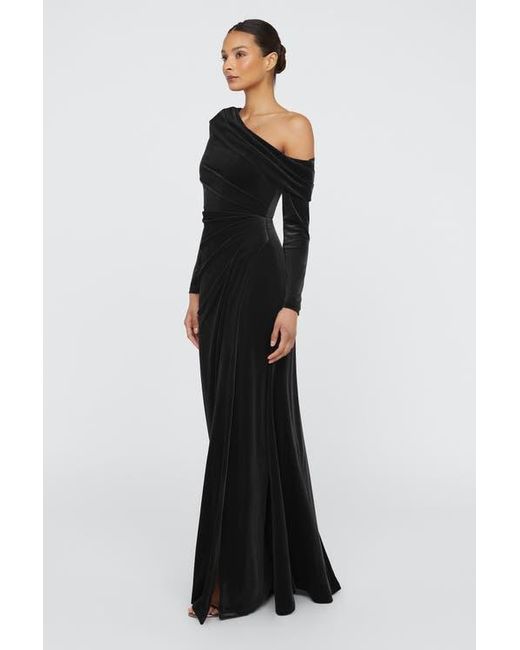 THEIA Black Katniss One Shoulder Gown
