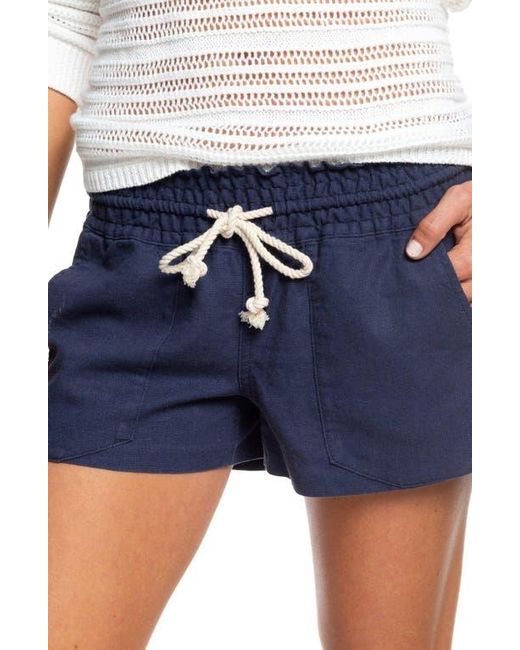 Roxy Blue Oceanside Cotton Drawstring Shorts