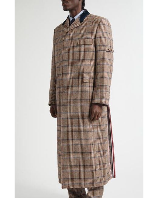 Thom Browne Brown Hunting Tweed Chesterfield Coat for men