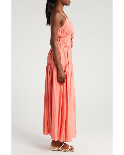 Elan Red Tie Front Cover-up Maxi Dress