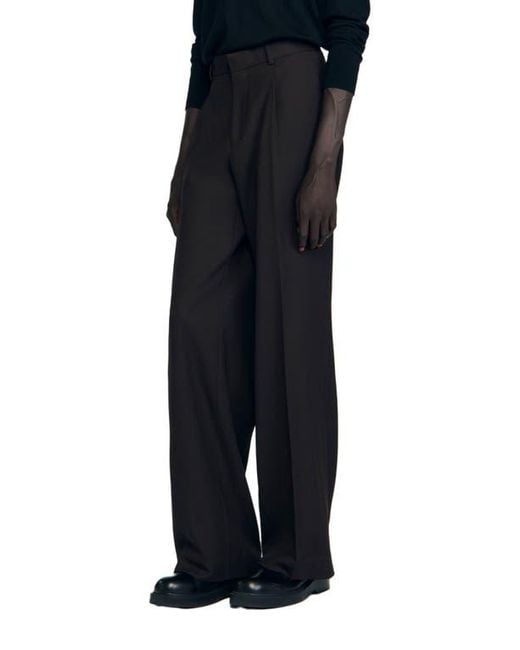 Sandro Blue Virgin Wool Classic-Fit Trousers for men