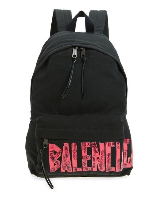 Balenciaga Black Tape Type Logo Canvas Backpack for men