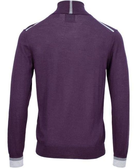Lords of Harlech Purple Ronald Merino Wool Turtleneck Sweater for men