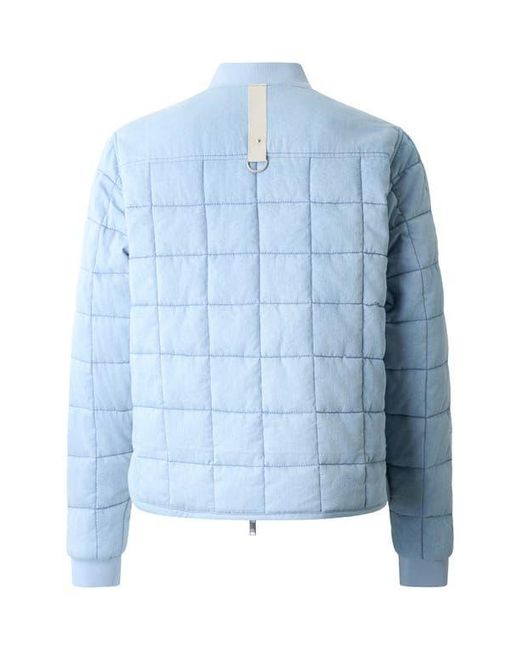 Moose Knuckles Blue Transit Down Denim Liner Bomber Jacket for men