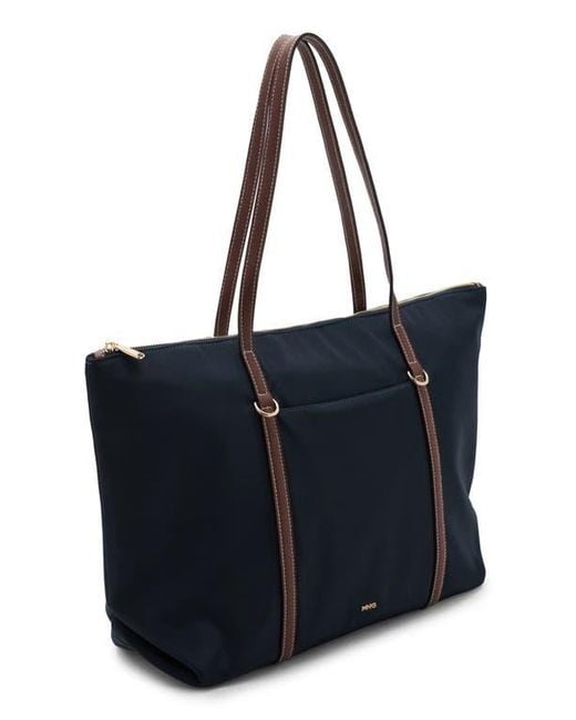 Mango Blue Nylon Shopper Bag