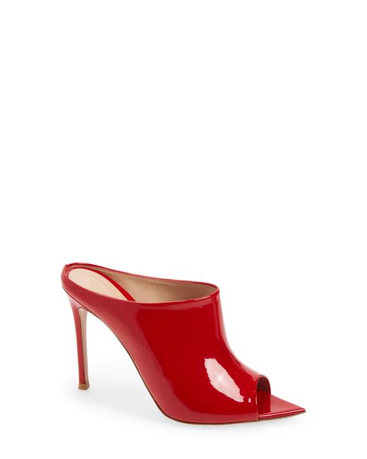 Gianvito Rossi Leather Nova Pointed Toe Mule in Red | Lyst