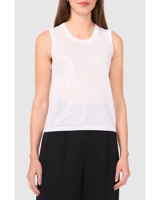Halogen® White Sequin Detail Sleeveless Sweater