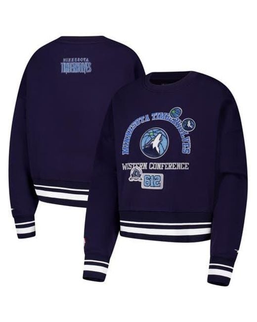 Pro Standard Blue Minnesota Timberwolves Area Code Cropped Pullover Sweatshirt