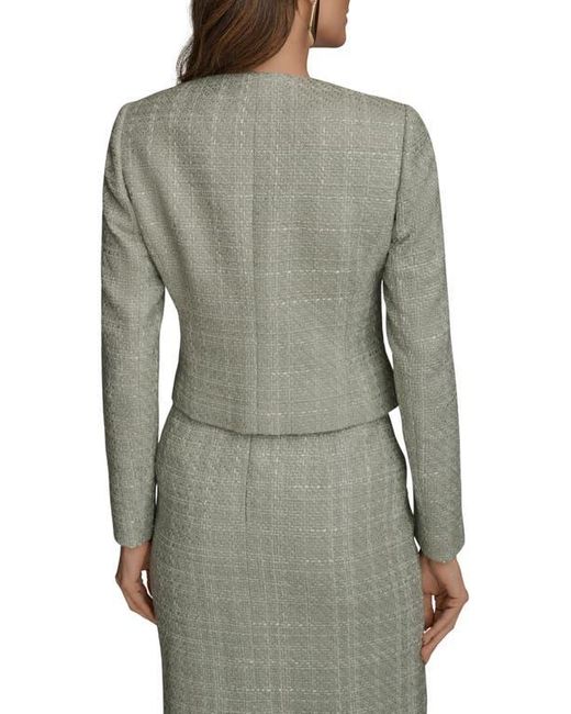 Donna Karan Gray Button Front Tweed Jacket