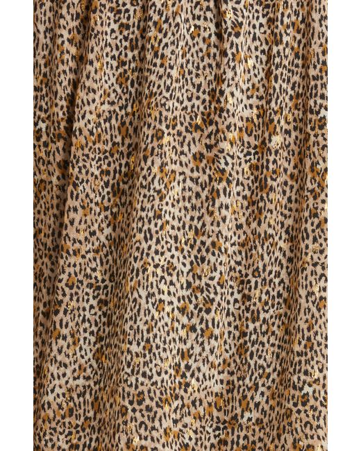 Vince Camuto Natural Leopard Print Ruffle Hem Long Sleeve Dress