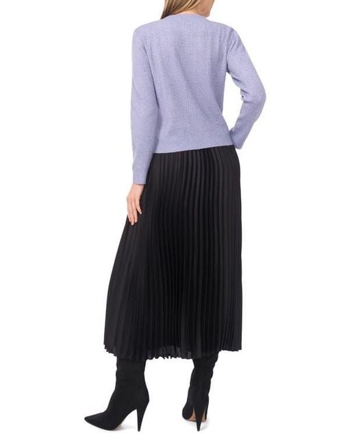 Halogen® Purple Cable Stitch Cardigan