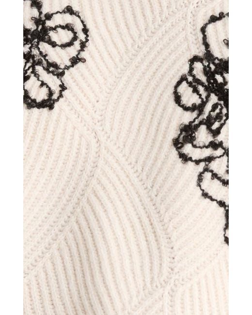 Vince Camuto Black Embroidered Crewneck Sweater