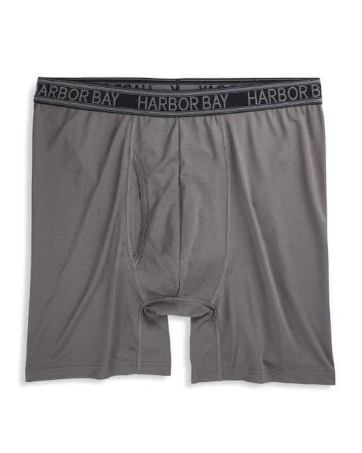 Harbor Bay by DXL Gray Big & Tall Tech Stretch Solid Boxer Briefs for men