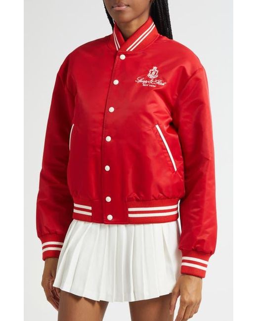 Sporty & Rich Red Vendome Nylon Varsity Jacket