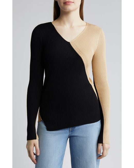 DKNY Black Two-tone Rib Sweater