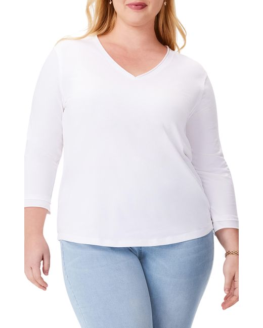 NZT by NIC+ZOE White Nzt By Nic+zoe Rolled Detail Three Quarter Sleeve Top