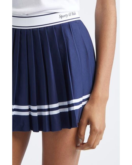 Sporty & Rich Blue Italic Logo Pleated Skort
