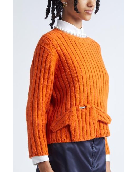 Sandy Liang Orange Carlow Rib Wool Blend Sweater