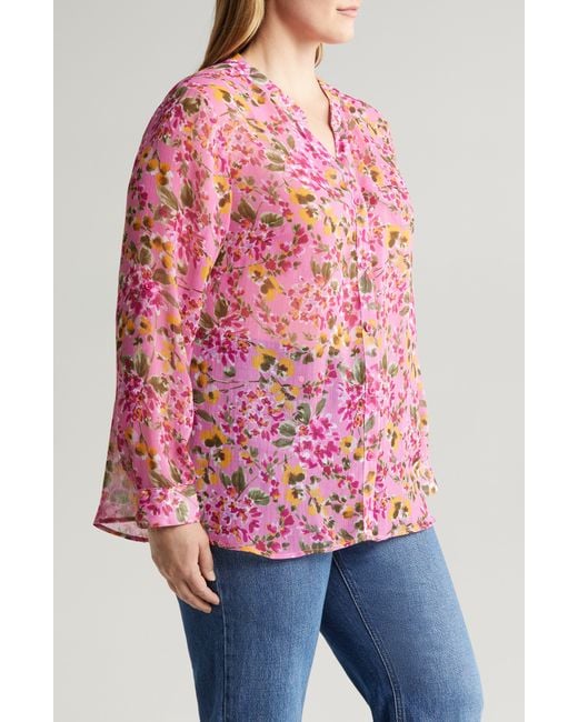 Kut From The Kloth Red Jasmine Roll Sleeve Top