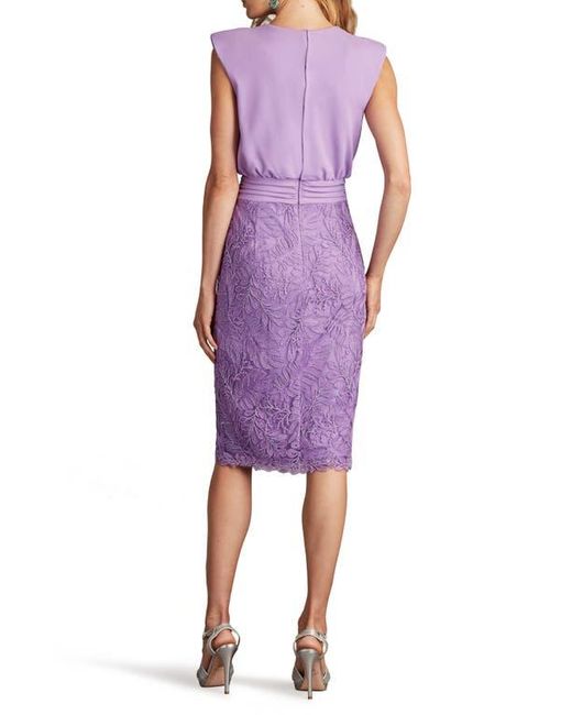 Tadashi Shoji Purple Pleat Detail & Embroidery Sleeveless Cocktail Dress