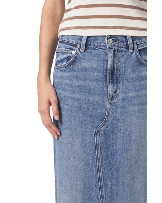 Citizens of Humanity Blue Circolo Reworked Denim Maxi Skirt