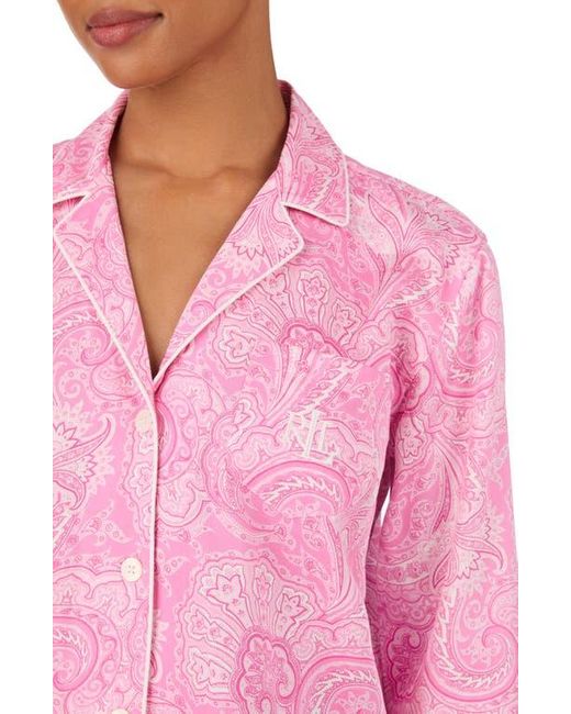 Ralph Lauren Pink Paisley Cotton Blend Pajamas