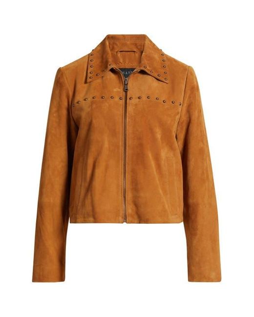 Bernardo Blue Stud Detail Suede Jacket