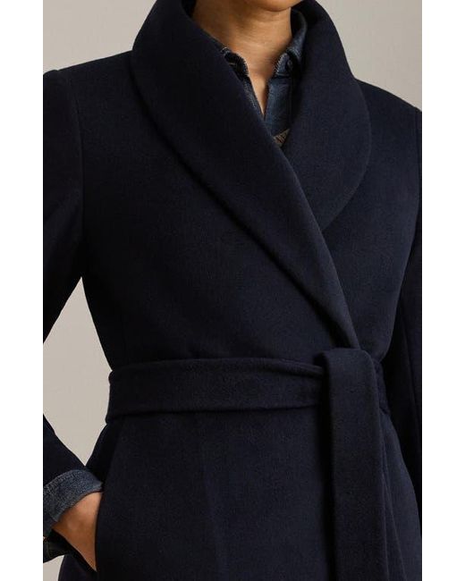 Ralph Lauren Black Wool Blend Wrap Coat