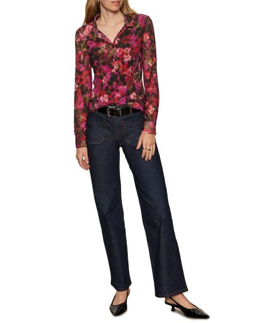 Sanctuary Red Mesh Button-Down Shirt