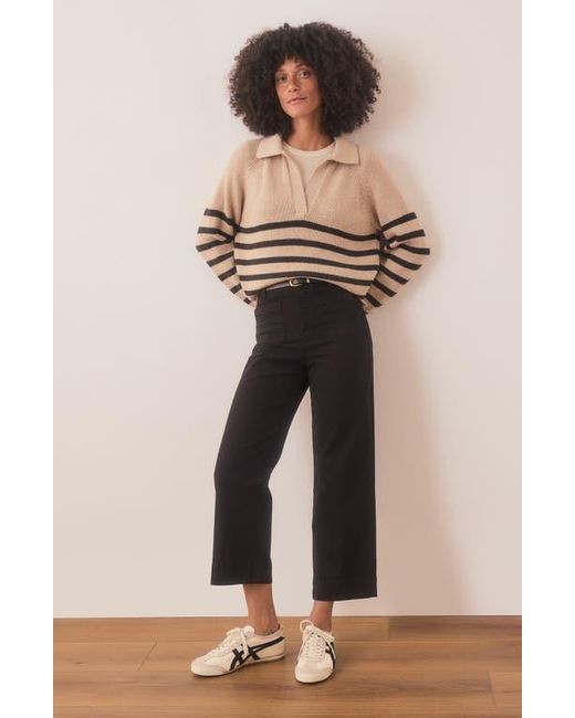 Marine Layer Black Bridget Cotton High Waist Wide Leg Crop Pants