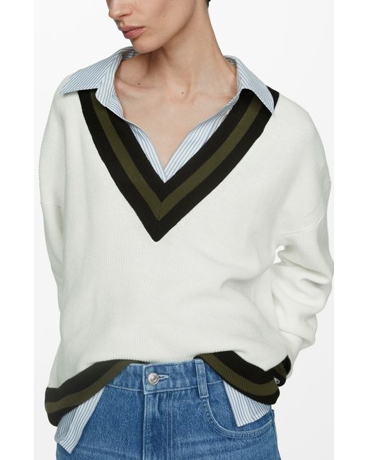 Mango Black College V-neck Sweater