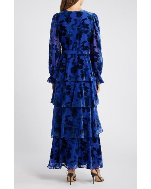 floral burnout velvet midi dress hutch Hutch Women's Darby Burnout Velvet Midi-Dress - Black Navy