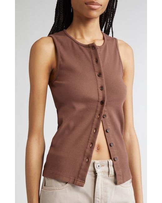 J.W. Anderson Brown Button Front Stretch Cotton Tank