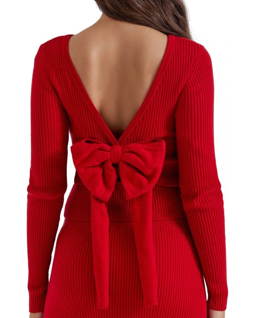 Halogen bow top back sweater