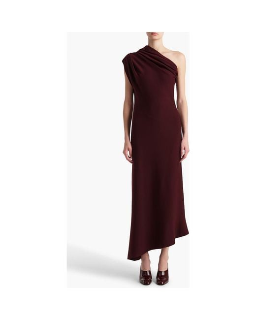 Khaite Red Coast One Shoulder Wool Blend Dress