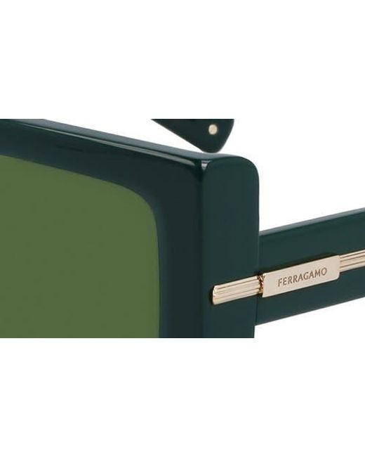 Ferragamo Green Prisma 55Mm Modified Rectangular Sunglasses