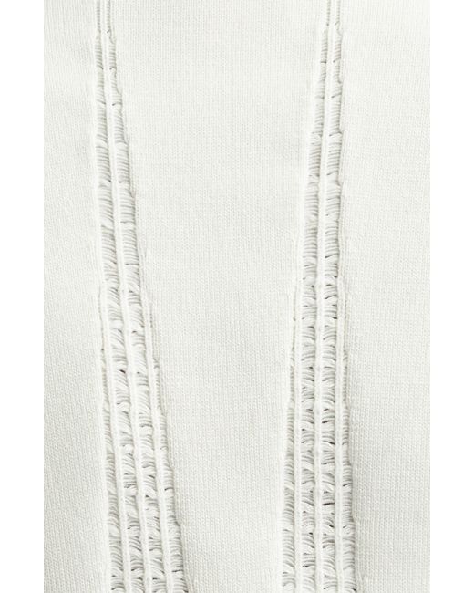 Giambattista Valli White Mixed Stitch Midi Sweater Dress