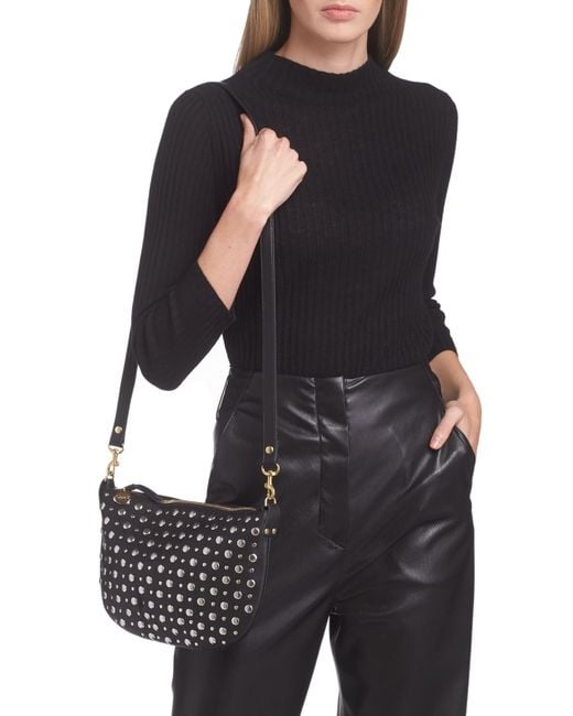 Clare V. Black Petit Moyen Silver Stud Embellished Leather Shoulder Bag