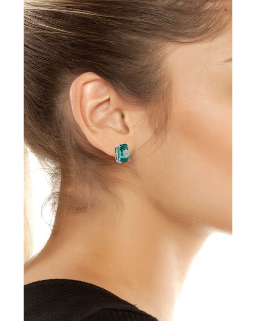 Kurt Geiger Green Emerald Cut Crystal Stud Earrings