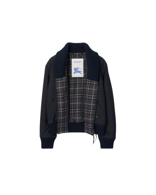 Burberry Blue Wool Blend Bomber Jacket for men
