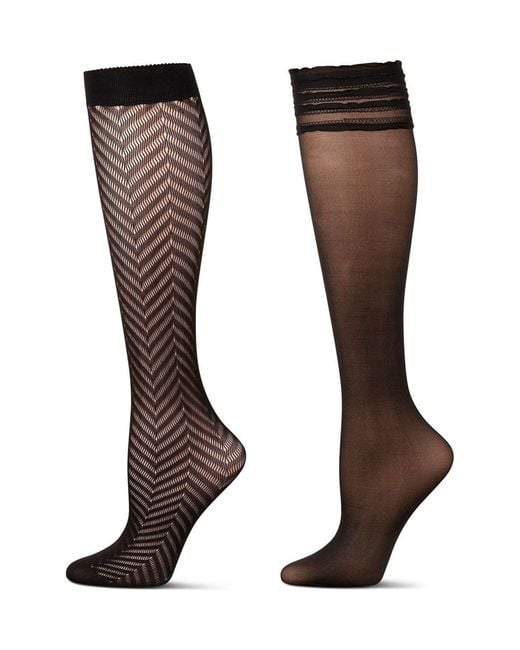 Memoi Black Assorted 2-Pack Knee High Socks
