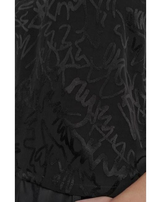 DKNY Black Scribble Logo Jacquard Top