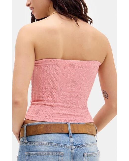 BDG Pink Tapestry Crop Tube Top