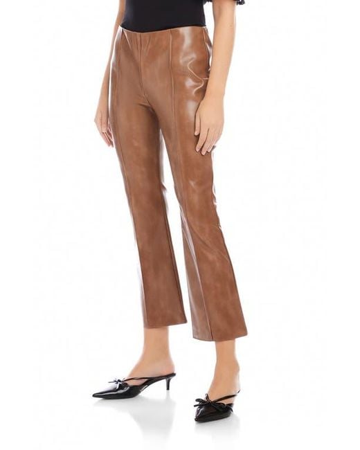 Fifteen Twenty Brown Sigourney Pintuck Faux Leather Ankle Crop Pants