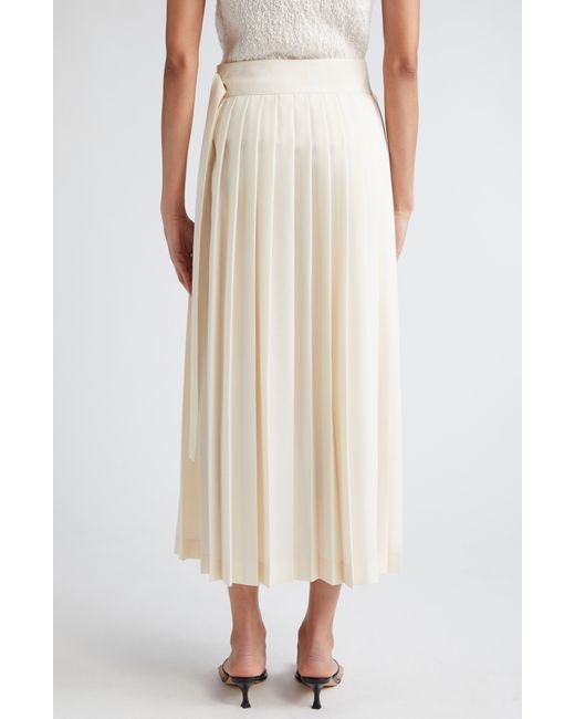 Rohe Natural Pleated Wool Blend Wrap Skirt