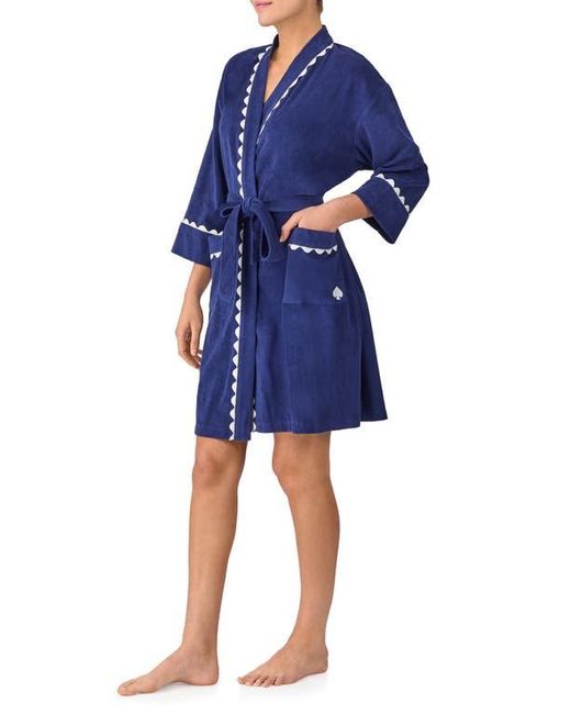 Kate Spade Women's Blue French Terry Short Robe