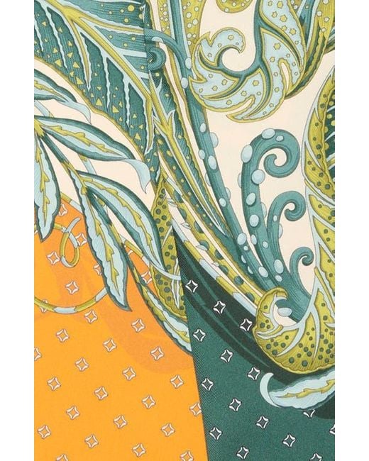 Ferragamo Green Madras 2 Silk Twill Skinny Scarf
