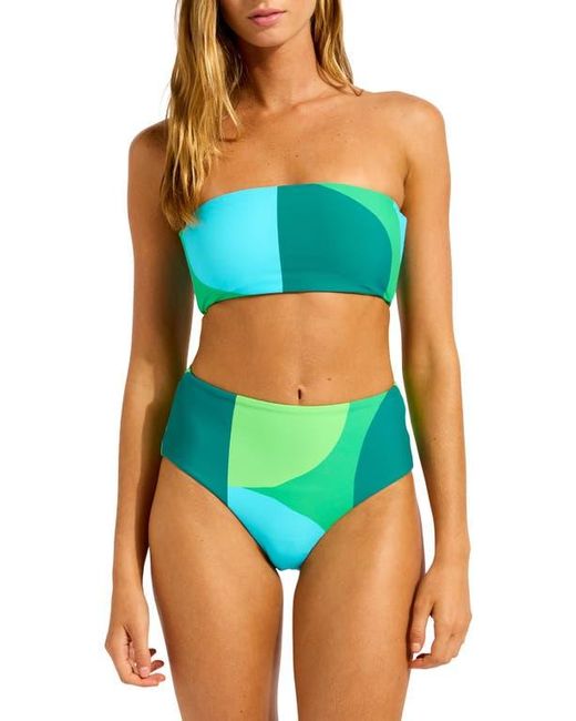 Seafolly Blue Reversible Strapless Tube Bikini Top