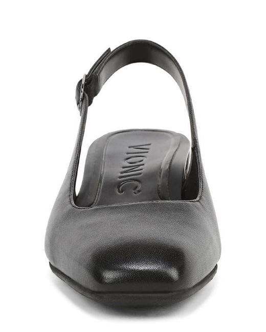 Vionic Black Reyes Block Heel Slingback Pump
